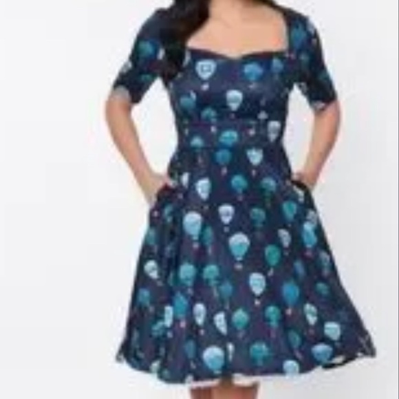 Unique Vintage . Retro style swing dress .Sooooo cute ! The details are to die - Picture 1 of 6